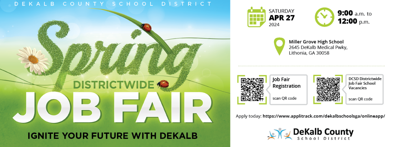 DCSD Spring Job Fair. 4/27. 9-12, Miller Grove High School